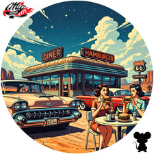 Blechschild Rund (483) American Dream – Route 66 - 🌵 Classic Diner 🌵 Fastfood