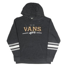 VANS Herren Schwarz Hoodie M Gestreifte Ärmel Baumwollmischung Pullover