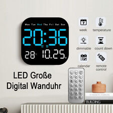 Große LED Digital Wanduhr Wecker mit Fernbedienung Datum Temperatur Kalender DE