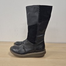 Dr. Martens Vintage 3a63 halbhohe schwarze Leder- & Wildlederstiefel mit Patch Keilabsatz UK 5