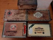 5x ausgefallene alte  Zigarrenkisten aus Holz,Primeros,Fehlfarbe,Ouro Do Brasil 