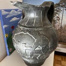 Tonvase Antik.Bodenvase.38 CM Hoch.27CM B.Masiv.5Kg Farbe Schwarz.K.Handarbeit.