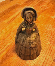 Alte Messingskulptur Tischglocke Dame Handglocke Glocke Klingel Messing Figur