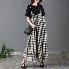 Damen Lockere Latzhose Kariert