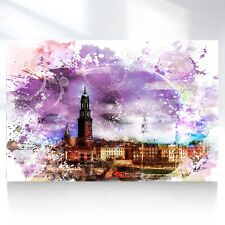 Leinwand Bild Hamburg Städte Abstrakt Gemälde Wandbilder XXL Wohnzimmer  3625