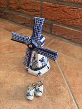Delfter Keramik Windmühle & Holzschuhe – Blau-Weiß – Holland Souvenir