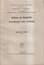 Buch: Wilhelm von Humboldts Forschungen über Ästhetik, Hans aus der Fuente, 1912