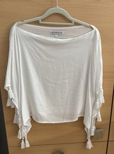 Bluse Oberteil Top Tunika Sommer Weiß Gr S-M