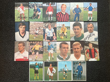 Bergmann signierte Sammelkarten WM 66&70 (Beckenbauer, Libuda, Seeler, Sieloff)