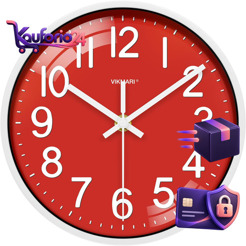 Wanduhr rot lautlos - 20, cm