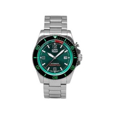 UMF Ruhla Autokinetic Herrenuhr grünes Ziffernblatt Gliederarmband 1072M-4