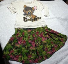 H&M Bambi Osary Shirt weiß Glitzersteine love & Rock bunt Blätter Gr. 164 170 xs