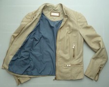 Massimo Dutti Lederjacke - Gr. S -  beige - goldene Reißverschlüsse - weich 