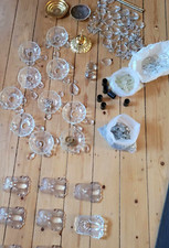 Kronleuchter Ersatzteil  9 Tropfenschalen, viele Prismen, sehr viele Kleinteile