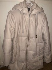Zara Leder Jacke Mantel Creme