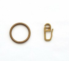 10 Metall Gardinenringe messing antik + Faltenhaken für 12 bis 20 mm Durchmesser