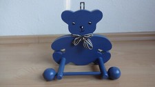 Klopapierhalter Bär Holz blau Toilettenpapierhalter