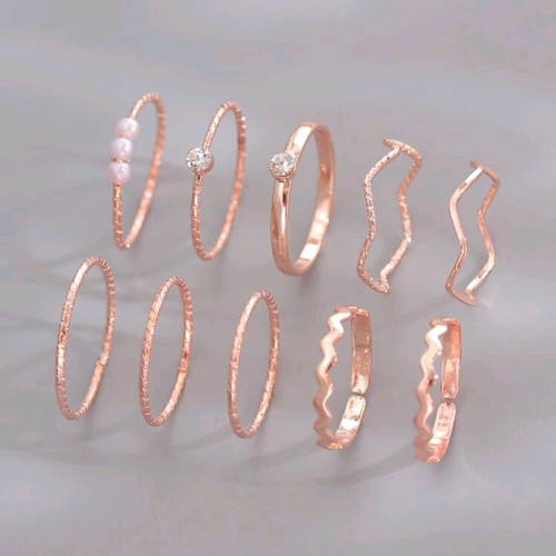 Roségold stapelring set band - set,