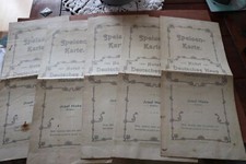 fünf tolle alte handgeschriebene Speisekarten - Deutsches Haus Oberleutensdorf 