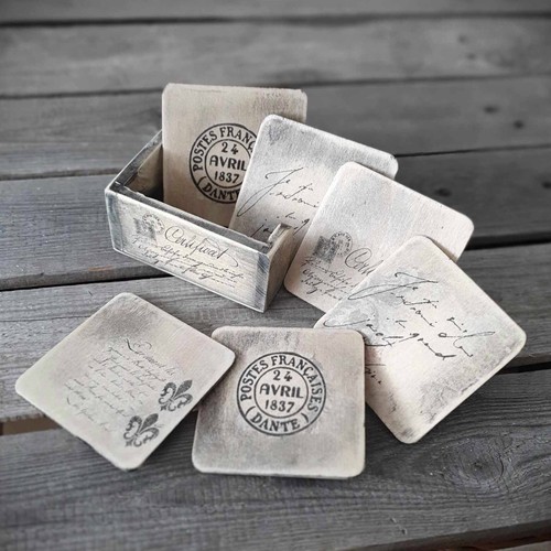 Vintage holzuntersetzer set - vintage,