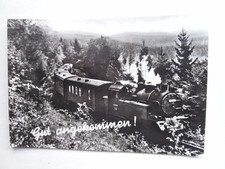 AK Gut angekommen Harz Zug Eisenbahn Dampflok BR 99 Brockenbahn Schmalspur 1978