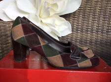 LARA MANNI Schuhe Gr. 38,5 italienische Designer Wildleder Grün Braun Beige TOP