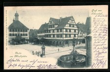 Schorndorf, Partie am Marktplatz, Ansichtskarte 1899 