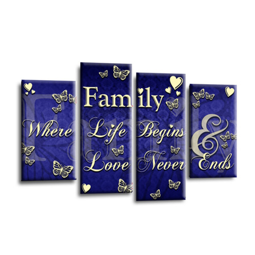 Familie zitat wandbild blau - familie,