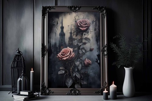 Gotischer rosendruck - gotischer,
