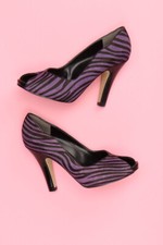 NINE WEST peeptoe pumps Fake Fur Animal Print US 6 = 36.5 Zebra Muster mint