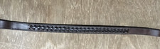 dunkelbrauner Stirnriemen geflochten engl Leder Trensenteil Stirnband braun