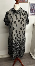 Damen Kleid Tunika Gr.46 Grau Leo Print