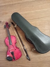 Alte Miniatur Geige Violine mit Bogen und Geigenkasten 23 cm