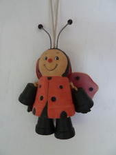 Marienkäfer mit beweglichen Beinen Keramik Windspiel Garten-Deko Vintage