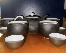 Chinesisches Gongfu Teeset – Teekanne mit Sieb, 6 Schalen & Aroma-Becher, Ton