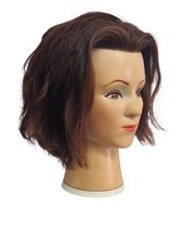 Übungskopf Friseurkop Puppenkopf  mit Braune Haar, Friseur Trainingsköpfe 34cm