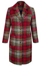 Schicker MANTEL rot-petrol-ocker-marine-wollweiss kariert Gr.52 56 58 NEU