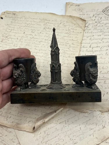 Antike bronze tintenfass löwe - tintenfass,