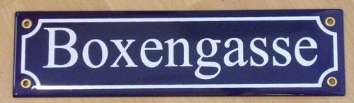 Boxengasse emailleschild - boxengasse,