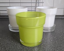 Übertopf Pflanztopf Blumentopf Untersetzer Blumen Glas weiß grün NEU