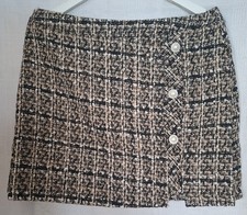 Tweed-Minirock mit Perlmuttknöpfen, Größe XL, neu