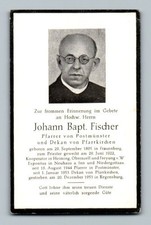 Sterbebild Pfarrer Fischer 1953 Postmünster Pfarrkirchen Regensburg