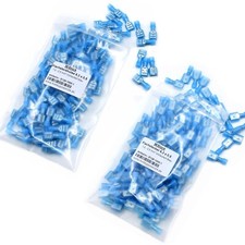 150x Kabelschuhe blau 6,3 Flachsteckhülsen + Flachstecker vollisoliert 1,5 - 2,5