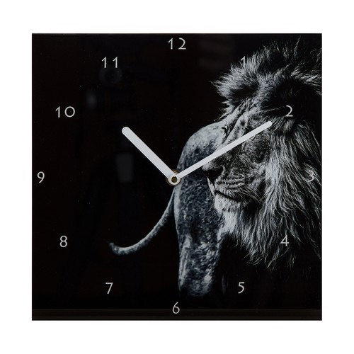 Wanduhr löwe wandbild glas - löwe,