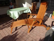 Teak - Deckchair mit Rad klappbar, Terrassenmöbel