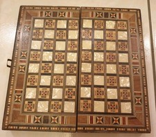 Kleine Reise Spielebox Backgammon Schachbrett Orient Handarbeit Holz Holzbox