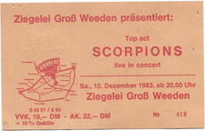 Scorpions  In Concert 1983 Groß Weeden  Ticket / Konzertkarte / Eintrittskarte