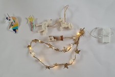 Einhörner Lichterkette 3 x Einhornfiguren  zum Aufhängen und 2 x Patch für Deko