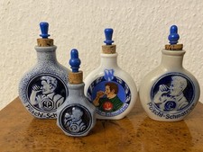 Konvolut 4 alte Schnupftabakflaschen, Pöschl , Steingut u Porzellan