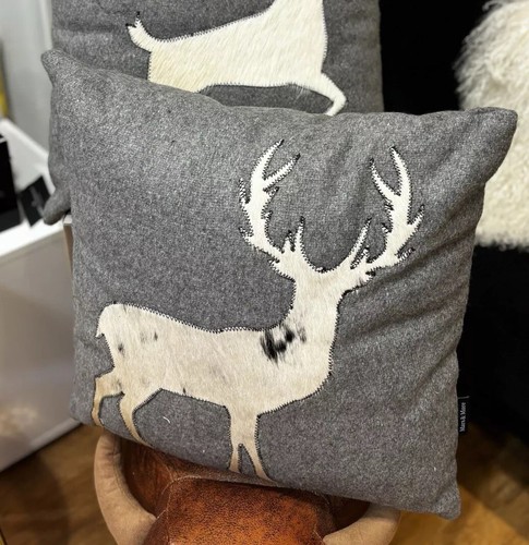 Kissen grau hirsch - grau,
